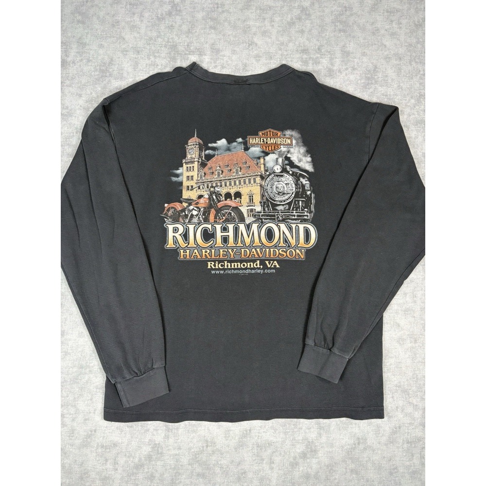 Harley Davidson Richmond VA 2011 Long Sleeve Thermal Shirt 2XL USA Double Sided
